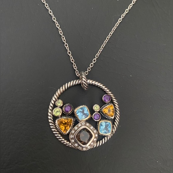 unknown Jewelry - Artisan sterling silver & gemstone pendant necklace